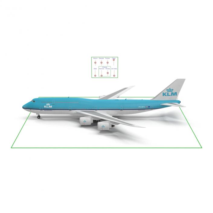 Boeing 747-8I KLM Rigged 3D model