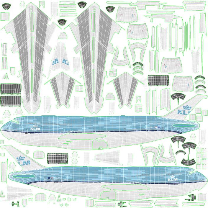 Boeing 747-8I KLM Rigged 3D model