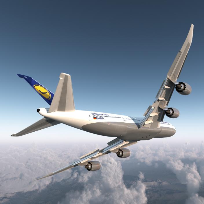 3D model Boeing 747-8I Lufthansa Rigged