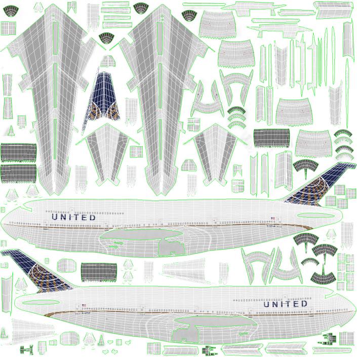 Boeing 747-8I United Rigged 3D