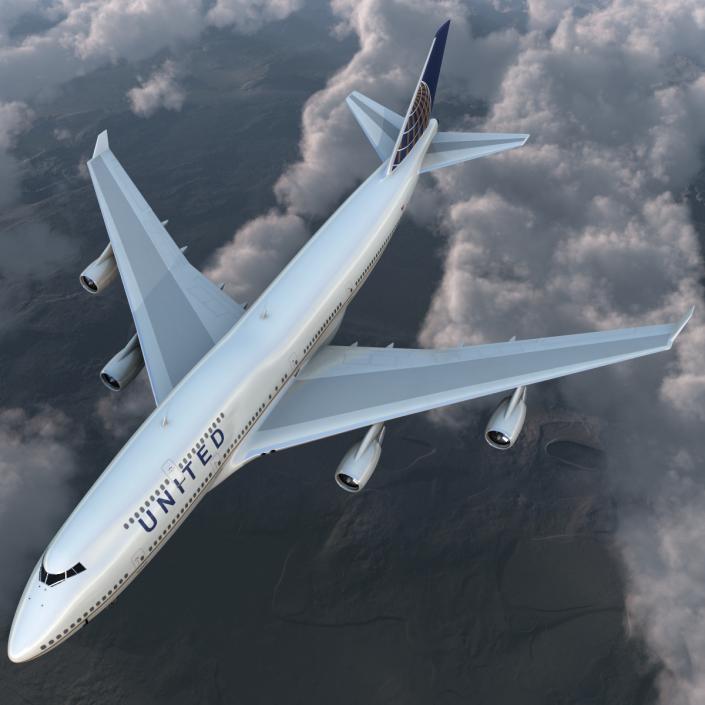 3D Boeing 747-400 United