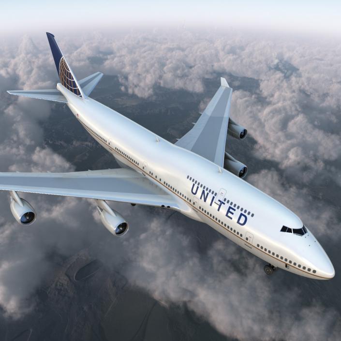 3D Boeing 747-400 United