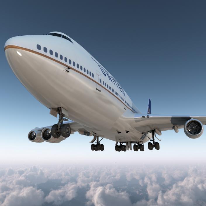 3D Boeing 747-400 United