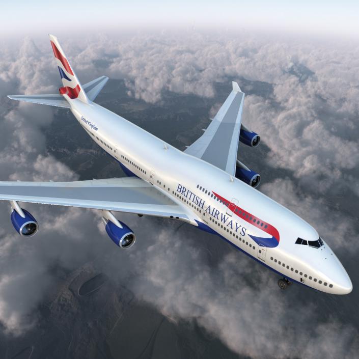 Boeing 747-400 British Airways Rigged 3D