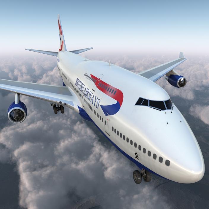 Boeing 747-400 British Airways Rigged 3D