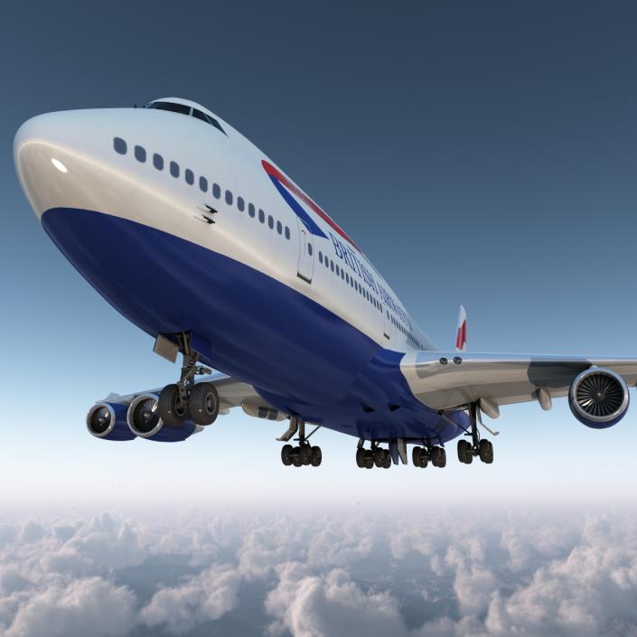 Boeing 747-400 British Airways Rigged 3D