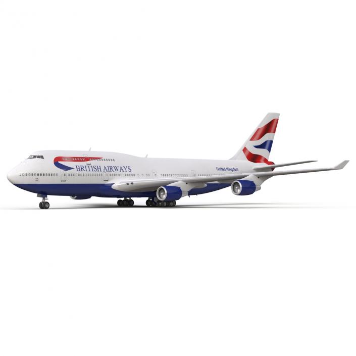 Boeing 747-400 British Airways Rigged 3D