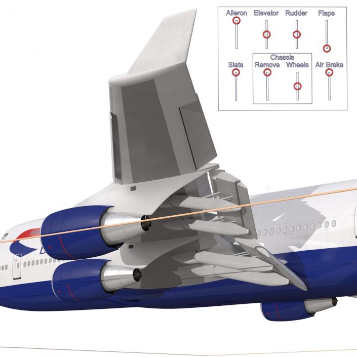 Boeing 747-400 British Airways Rigged 3D