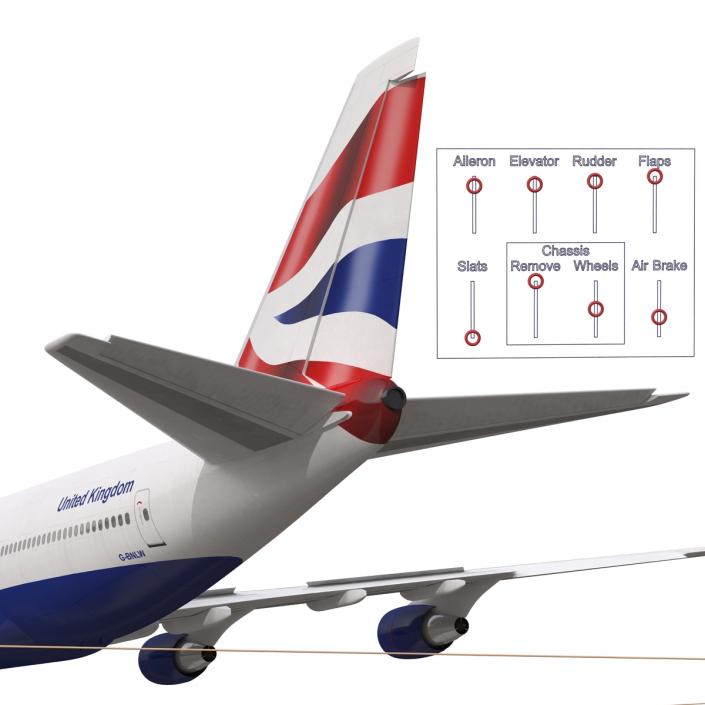 Boeing 747-400 British Airways Rigged 3D