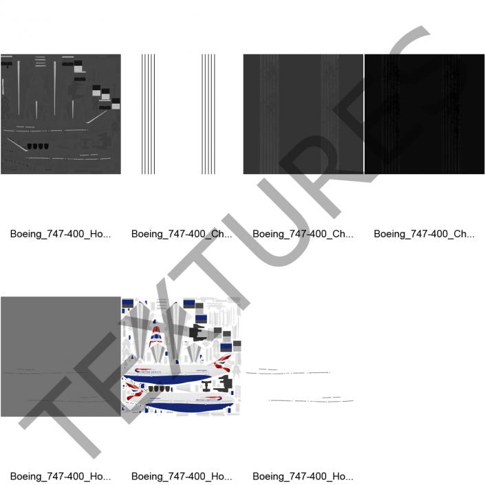 Boeing 747-400 British Airways Rigged 3D