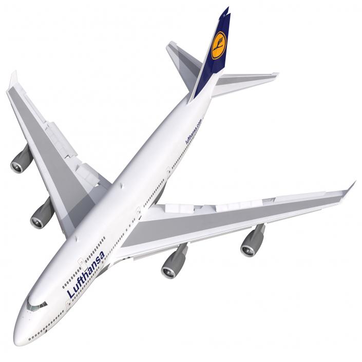 3D Boeing 747-400 Lufthansa Rigged