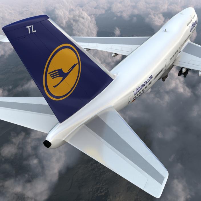 3D Boeing 747-400 Lufthansa Rigged