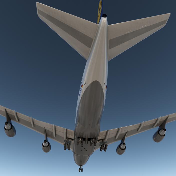 3D Boeing 747-400 Lufthansa Rigged