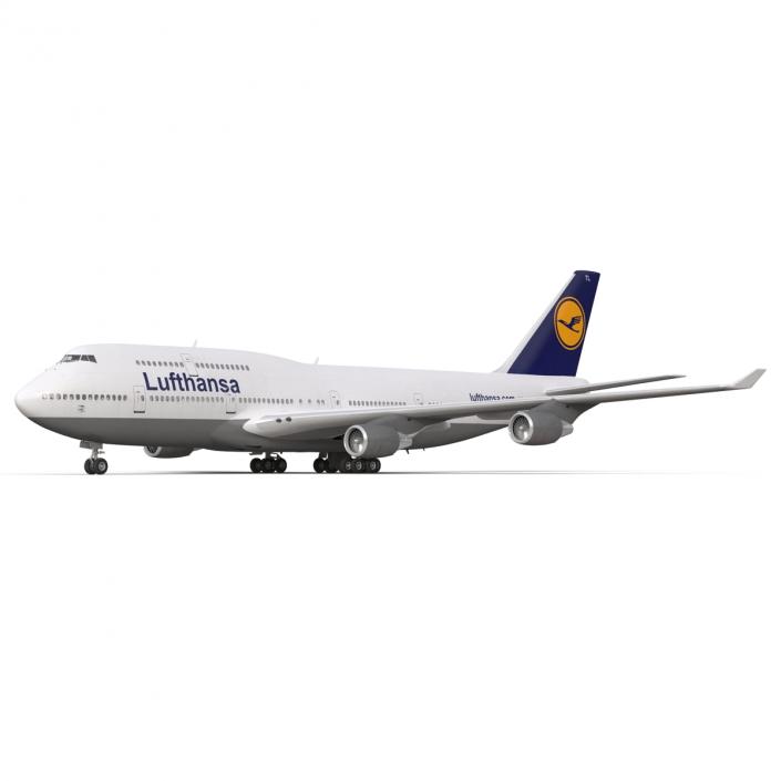 3D Boeing 747-400 Lufthansa Rigged