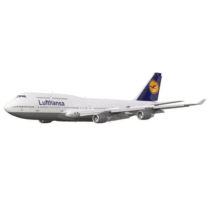 3D Boeing 747-400 Lufthansa Rigged