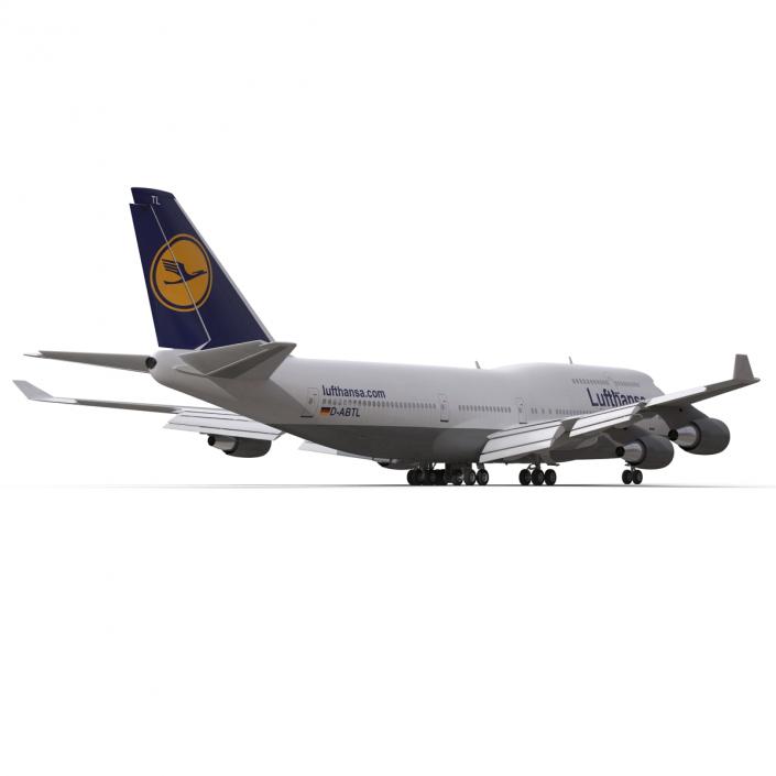 3D Boeing 747-400 Lufthansa Rigged