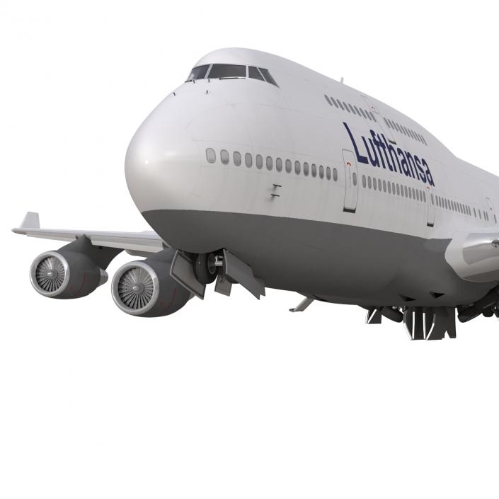 3D Boeing 747-400 Lufthansa Rigged