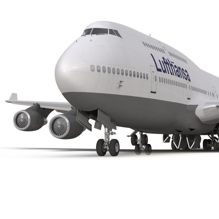 3D Boeing 747-400 Lufthansa Rigged