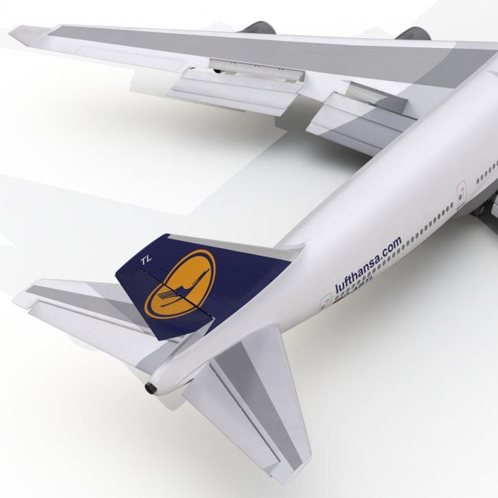 3D Boeing 747-400 Lufthansa Rigged