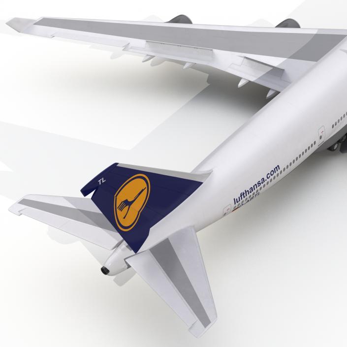 3D Boeing 747-400 Lufthansa Rigged