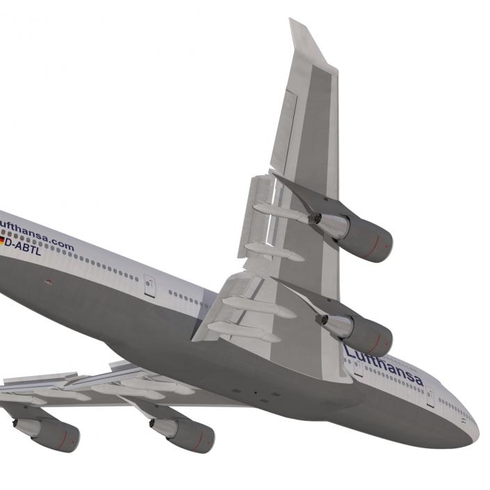 3D Boeing 747-400 Lufthansa Rigged