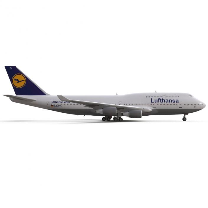 3D Boeing 747-400 Lufthansa Rigged