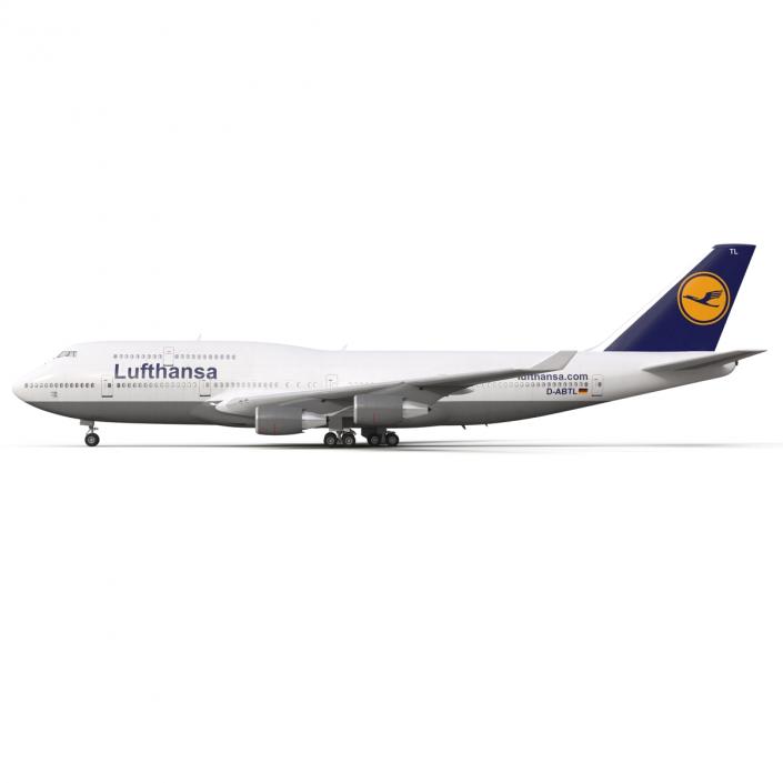 3D Boeing 747-400 Lufthansa Rigged