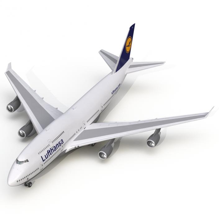 3D Boeing 747-400 Lufthansa Rigged