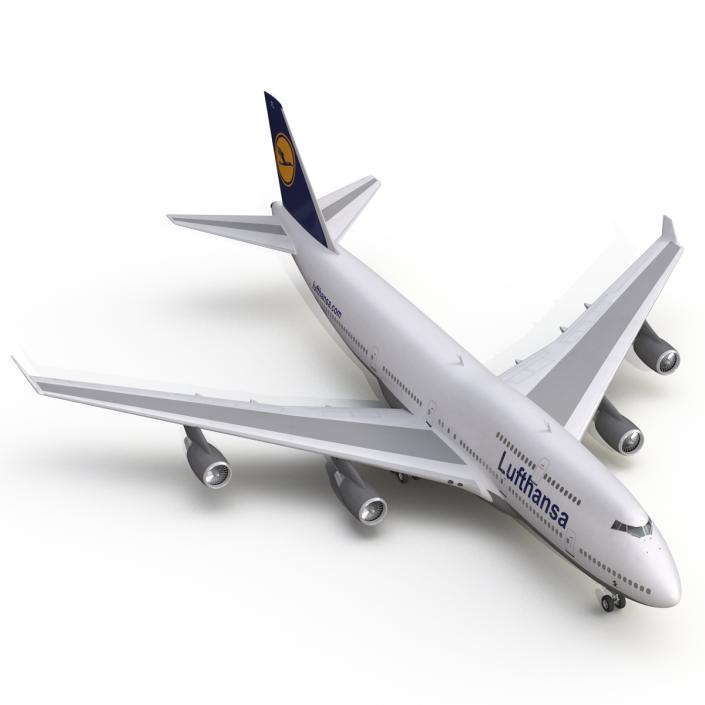 3D Boeing 747-400 Lufthansa Rigged