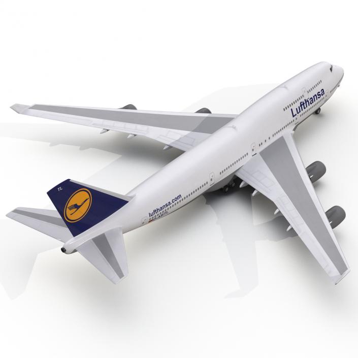 3D Boeing 747-400 Lufthansa Rigged