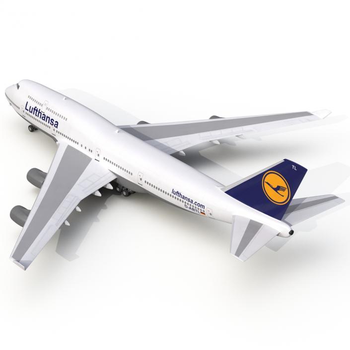 3D Boeing 747-400 Lufthansa Rigged