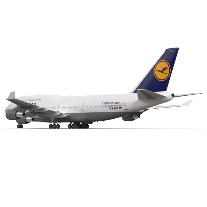 3D Boeing 747-400 Lufthansa Rigged