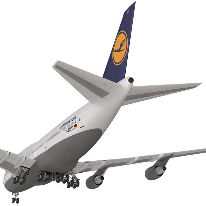 3D Boeing 747-400 Lufthansa Rigged