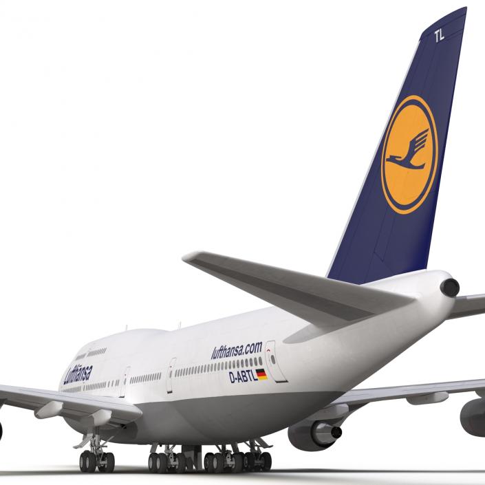 3D Boeing 747-400 Lufthansa Rigged