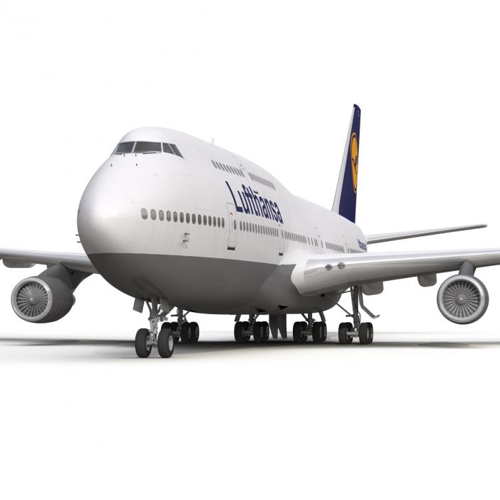 3D Boeing 747-400 Lufthansa Rigged