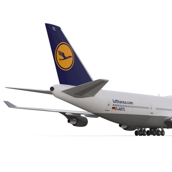 3D Boeing 747-400 Lufthansa Rigged