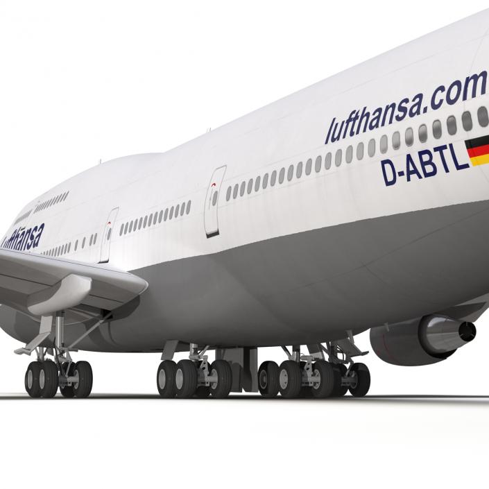 3D Boeing 747-400 Lufthansa Rigged