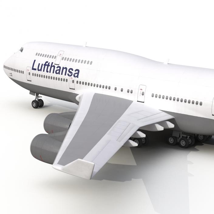 3D Boeing 747-400 Lufthansa Rigged