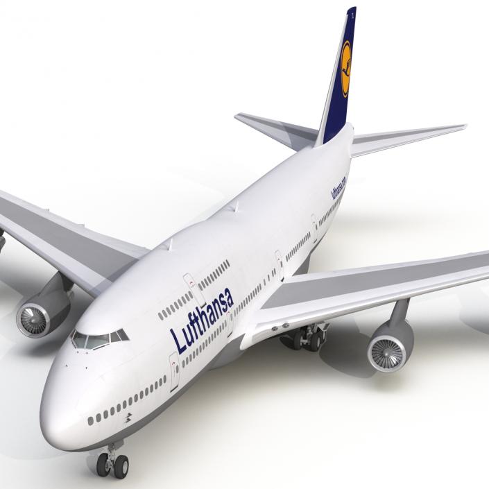 3D Boeing 747-400 Lufthansa Rigged