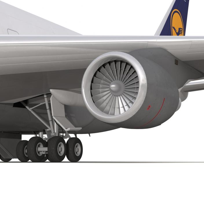 3D Boeing 747-400 Lufthansa Rigged