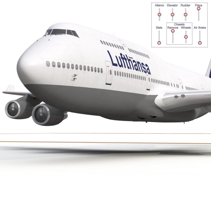 3D Boeing 747-400 Lufthansa Rigged