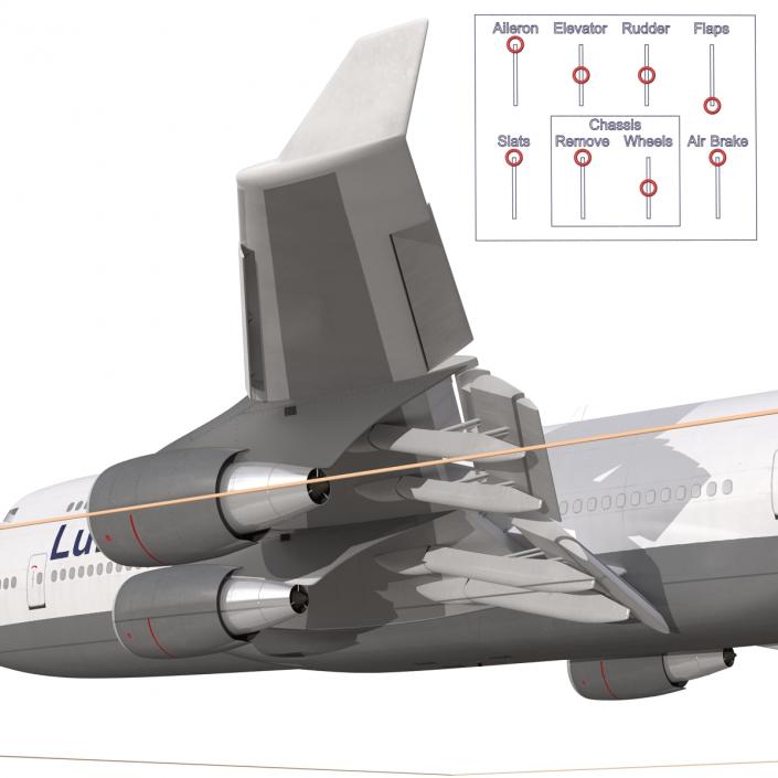 3D Boeing 747-400 Lufthansa Rigged