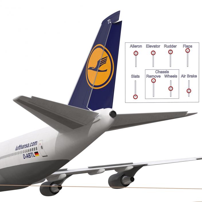 3D Boeing 747-400 Lufthansa Rigged