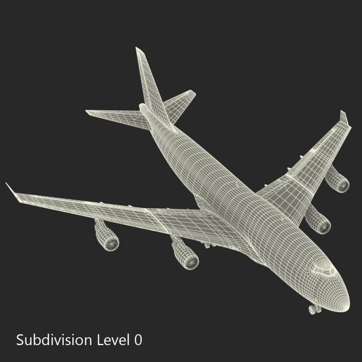 3D Boeing 747-400 Lufthansa Rigged