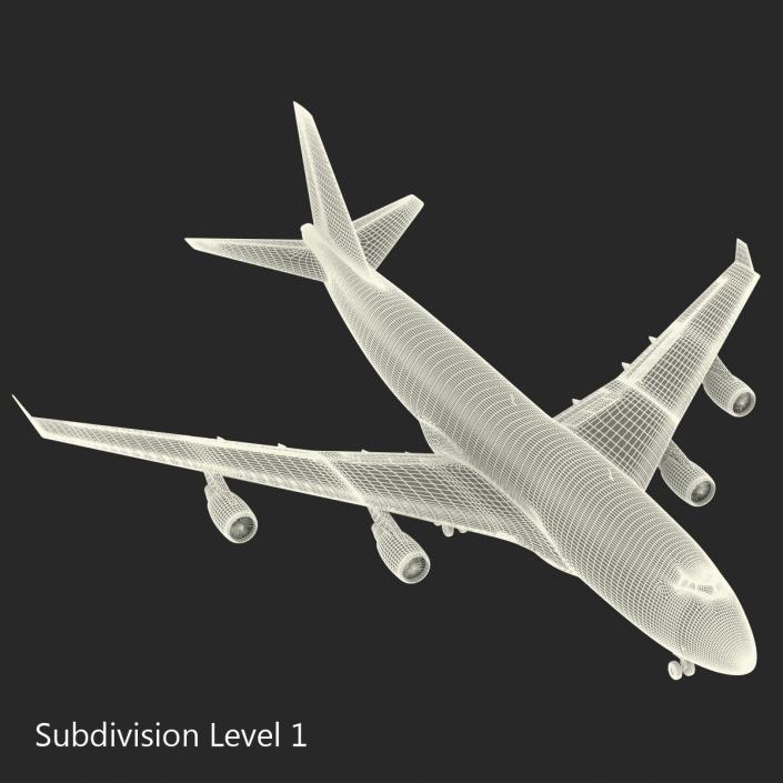 3D Boeing 747-400 Lufthansa Rigged