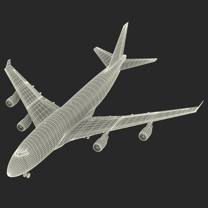 3D Boeing 747-400 Lufthansa Rigged