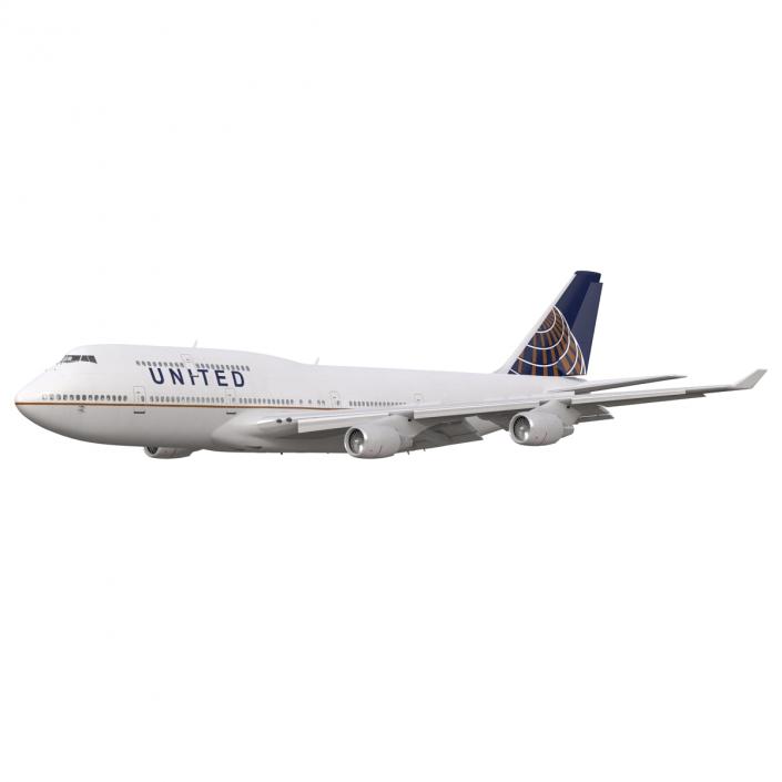 3D Boeing 747-400 United Rigged model