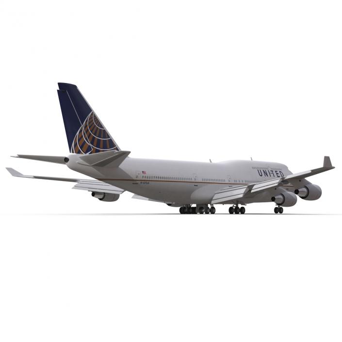 3D Boeing 747-400 United Rigged model