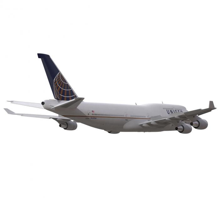 3D Boeing 747-400 United Rigged model