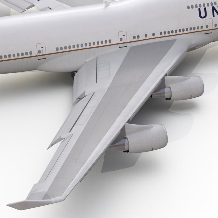 3D Boeing 747-400 United Rigged model